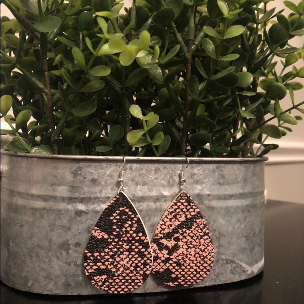 Faux leather earrings handmade new